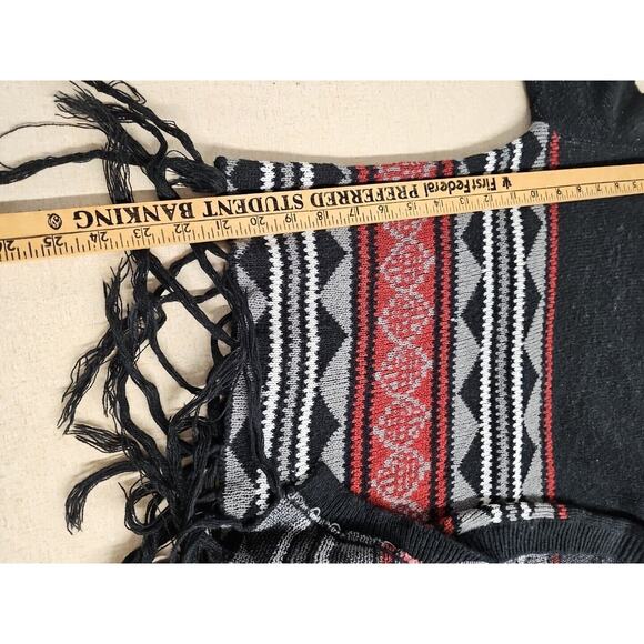 Demanding by Say What Fringe Cardigan Sweater One Size Western Boho Black Grey - Picture 4 of 6